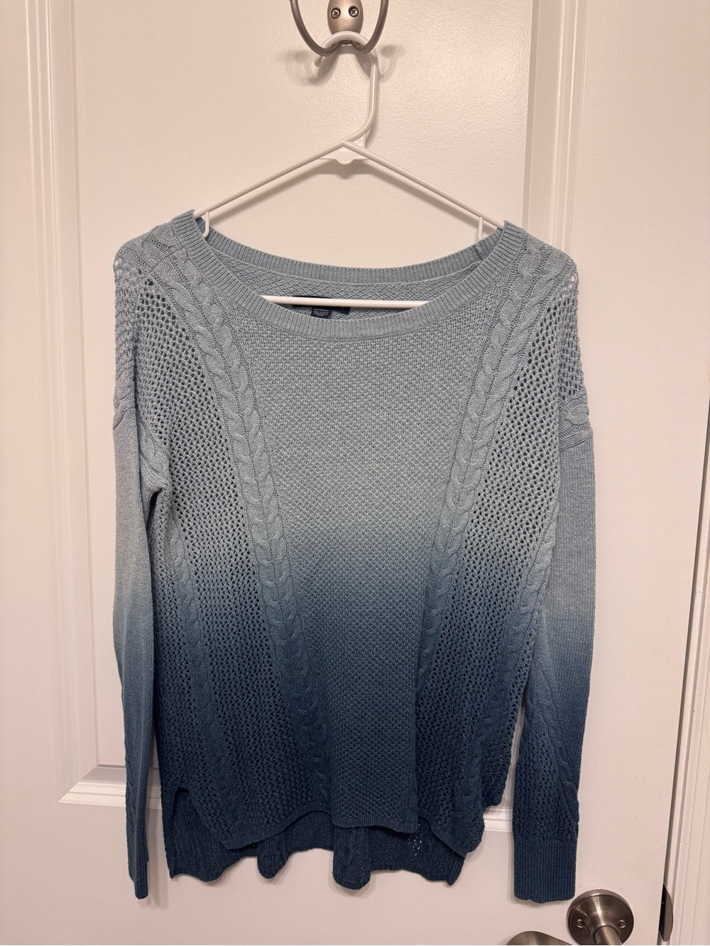 American Eagle Outfitters Women's Ombre Cable Knit Sweater - Blue